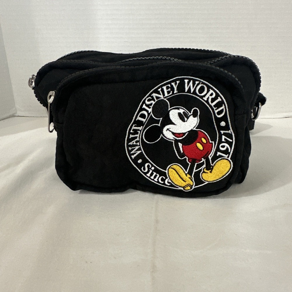 Vintage Walt Disney World Mickey Mouse Black Fanny Pack Belt